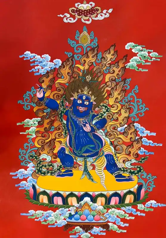 Peinture de Thangka du Mahakala Noir