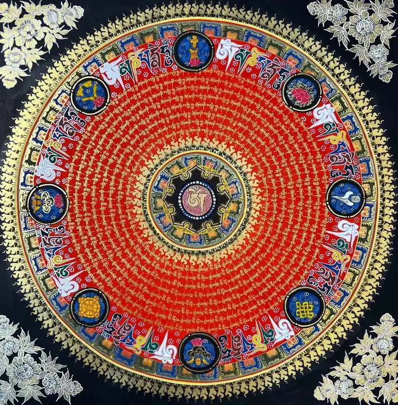 50 cm mandala tibétain Om Mani Padme Hum