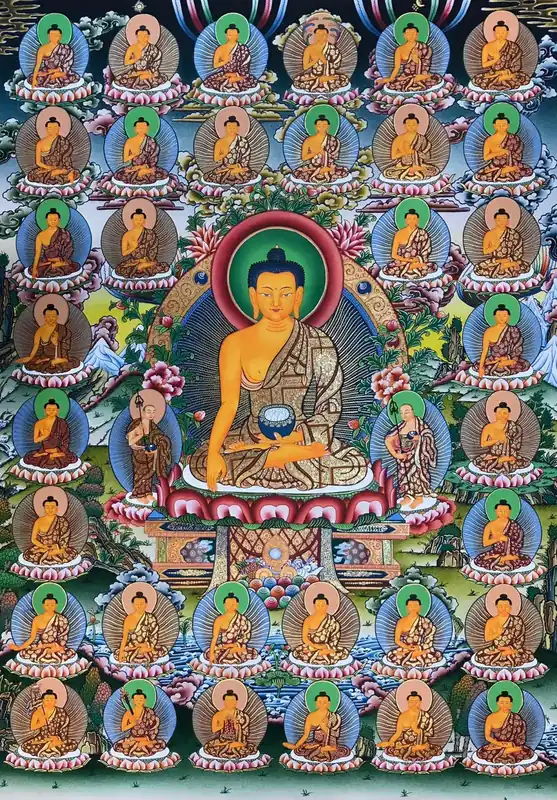 35 Bouddhas Thangka Bouddhiste