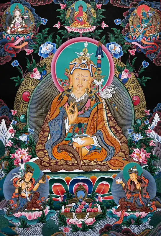 Padmasambhava avec Thangka de Tara Blanche