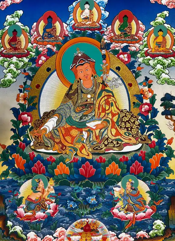 Padmasambhava avec Pancha Buddha Thangka Art