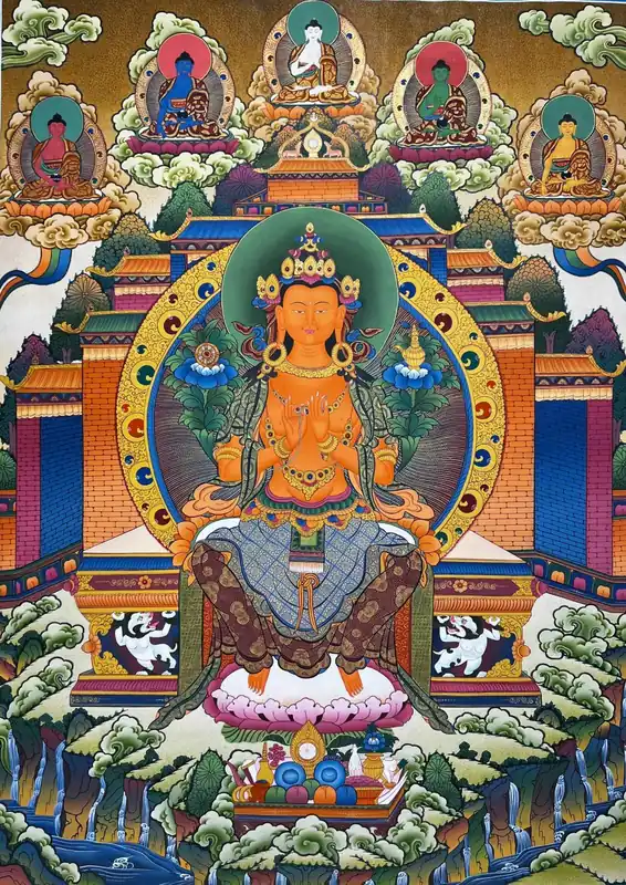 Buddha Maitreya avec la peinture des Pancha Bouddhas