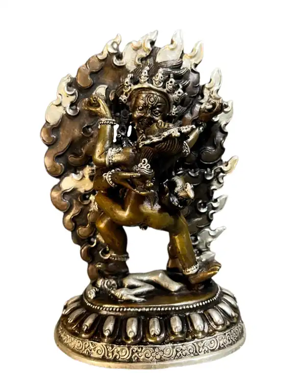 Statue noire de Dzambala, divinité de la richesse