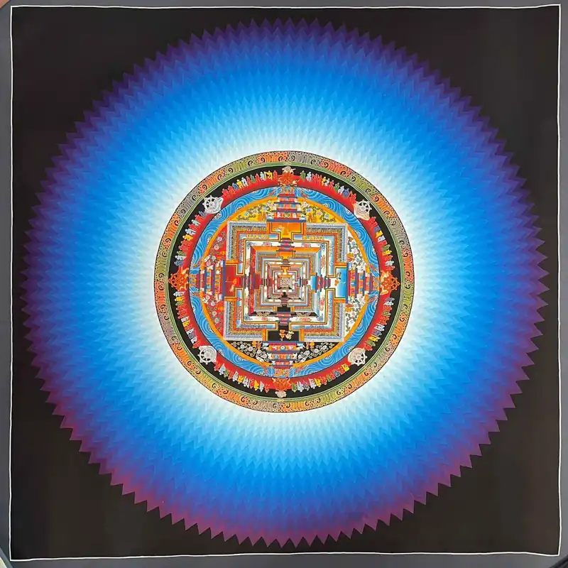 Peinture rituelle de mandala de Kalachakra