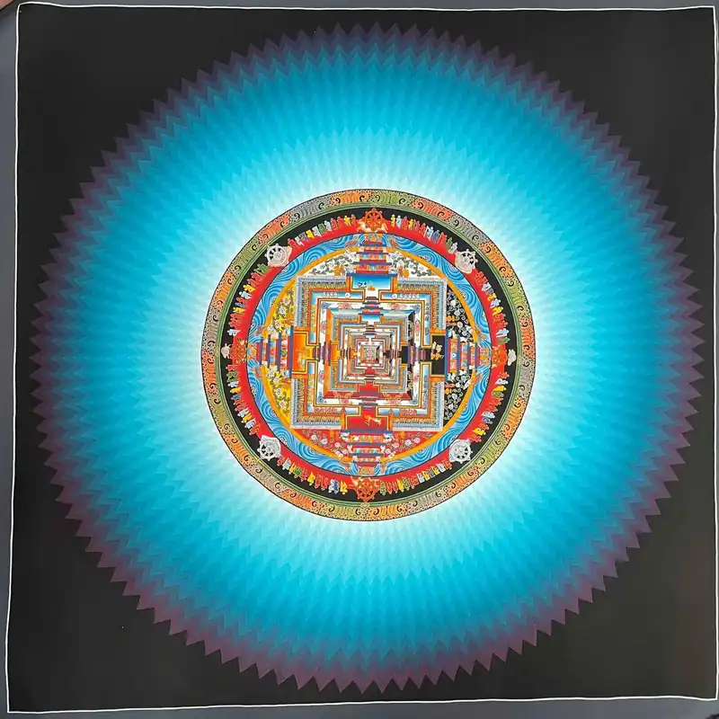 Peinture tibétaine du Kalachakra, art du mandala