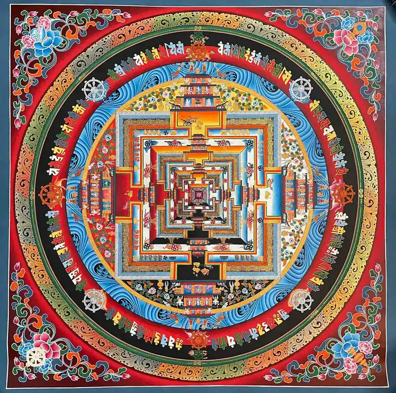 Peinture traditionnelle du mandala de Kalachakra