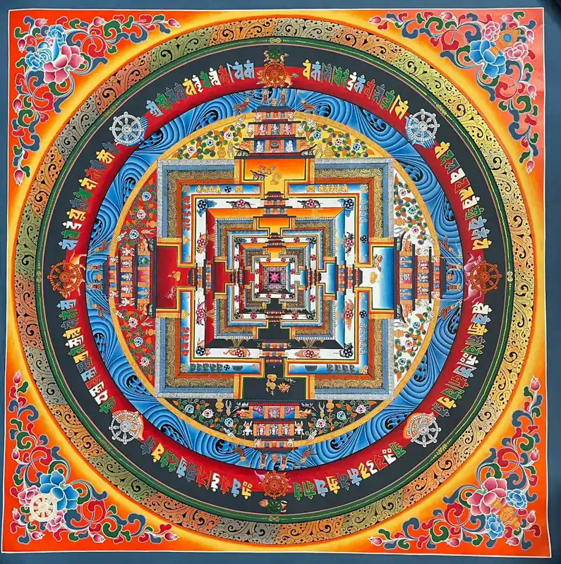 Peinture d’art mandala Kalachakra faite à la main