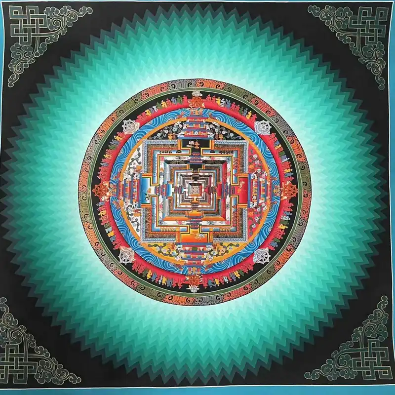 Peinture d’art du Mandala Kalachakra tibétain