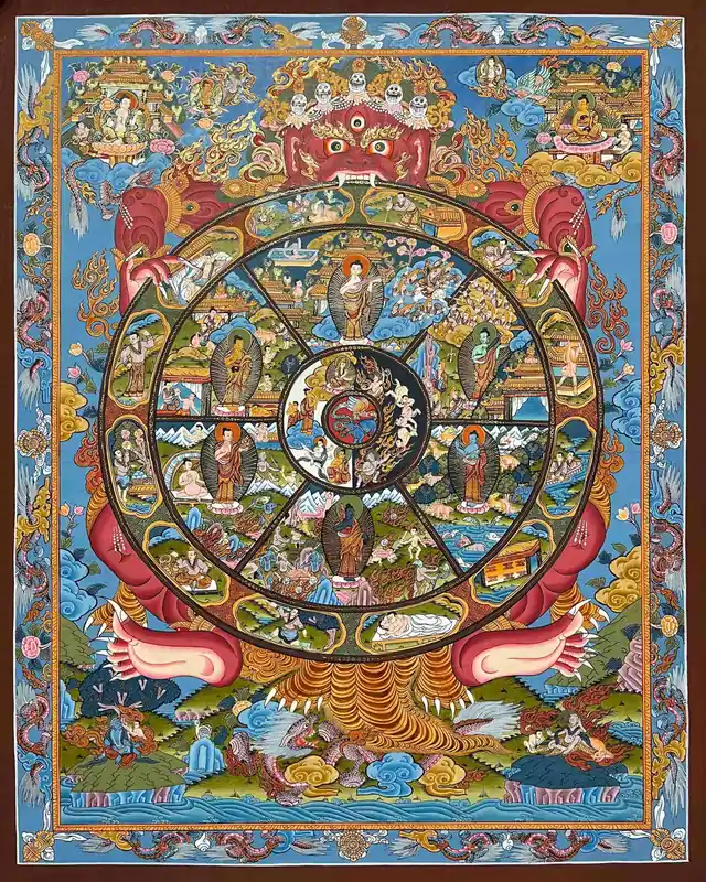 Roue de la vie – peinture tibétaine d’art