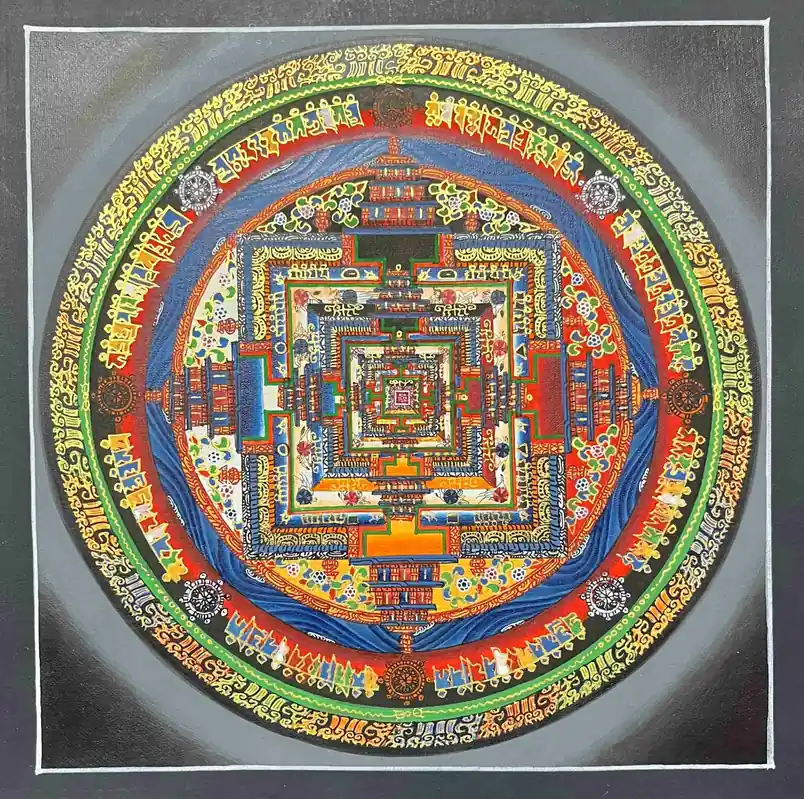 Mandala traditionnel de Kalachakra de 18 cm