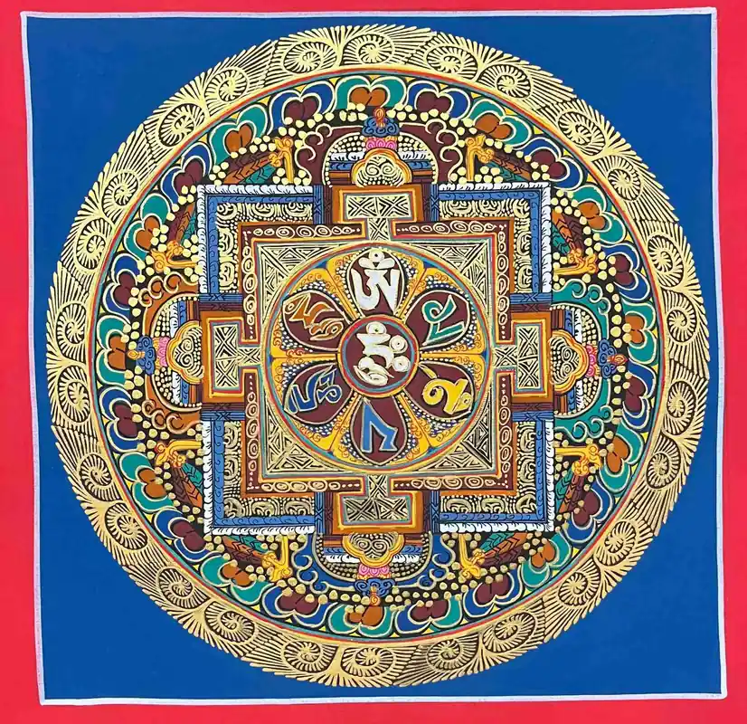 Le thangka mandala tibétain « Om Mani Padme Hum »