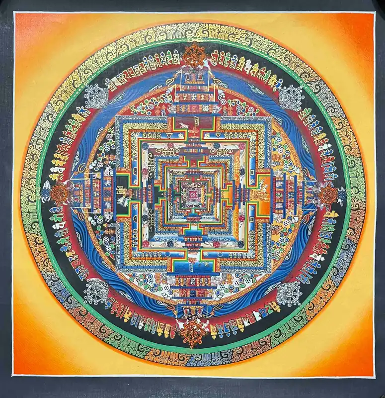 Art mandala rituel de Kalachakra de 26 cm