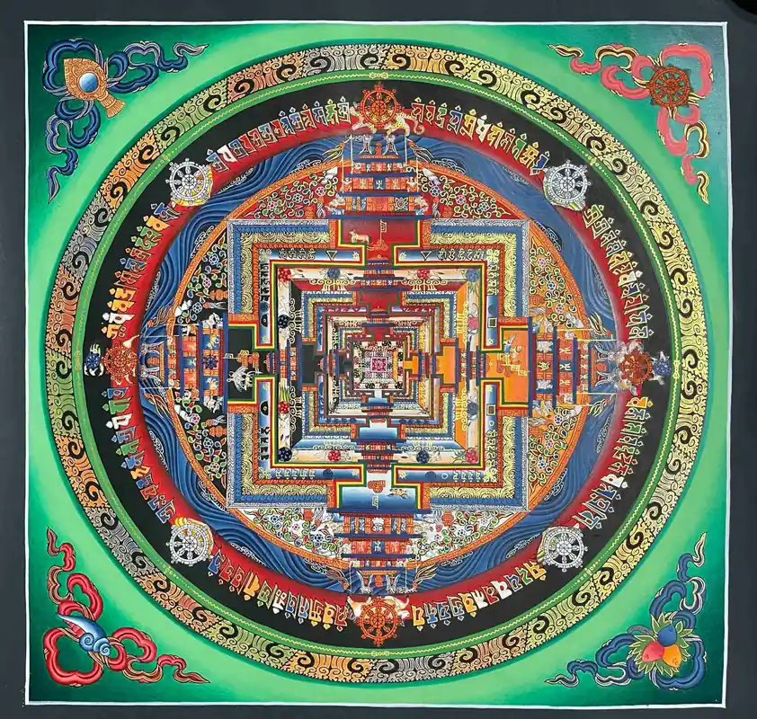 39 cm Kalachakra mandala d’art rituel