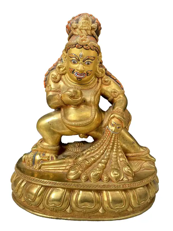 Statue rituelle jaune de Jambhala du Népal
