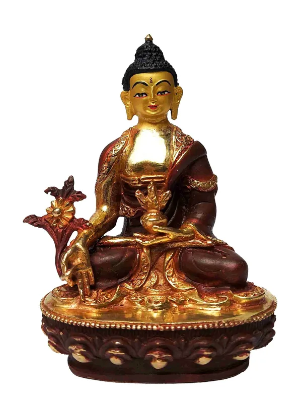 Statue tibétaine du Bouddha de médecine de 10 cm