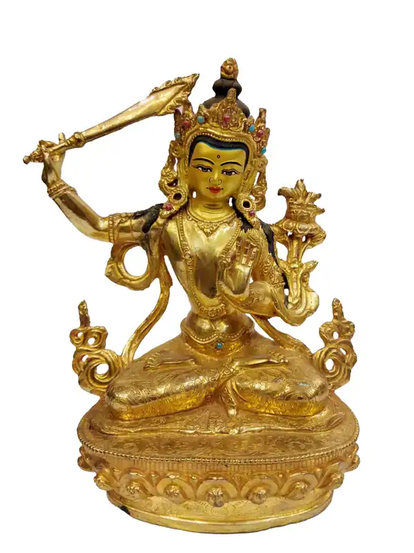 Statue traditionnelle de Manjushri de 23 cm