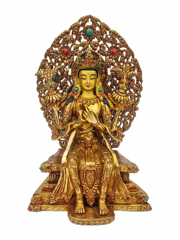 Statue en cuivre du Bouddha Maitreya tibétain