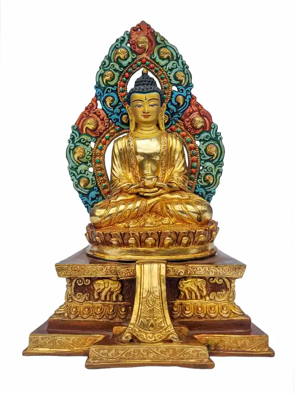 Statue traditionnelle d’Amitabha Bouddha du Népal