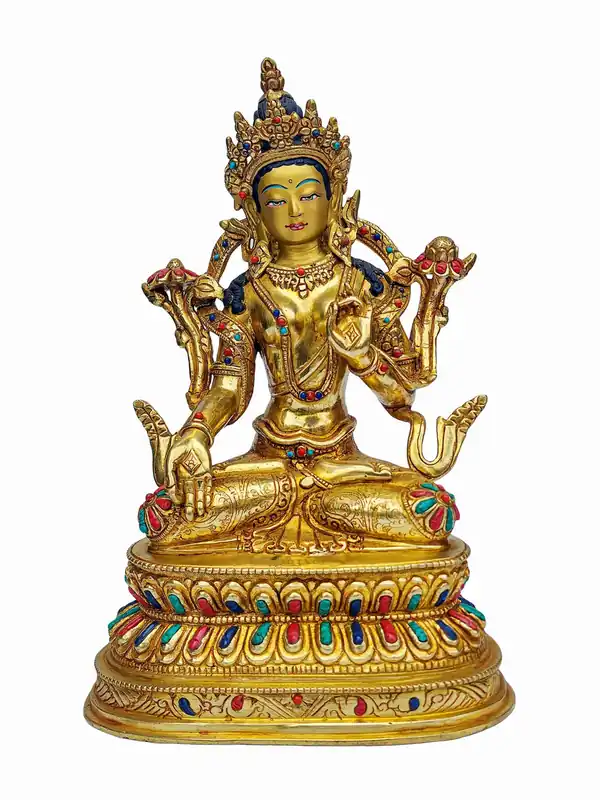 Statue tibétaine de Tara blanche – Divinité de la sagesse
