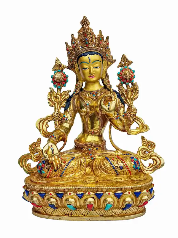 Statue traditionnelle de Tara blanche – Divinité de la sagesse