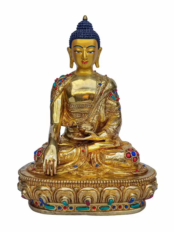 Statue traditionnelle en cuivre de Gautama Bouddha