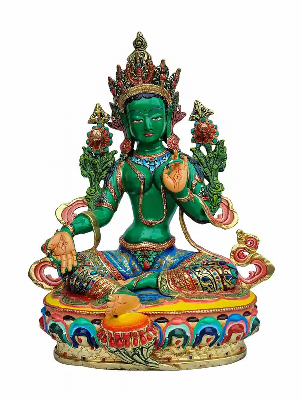 Statue en cuivre de Tara verte du Népal