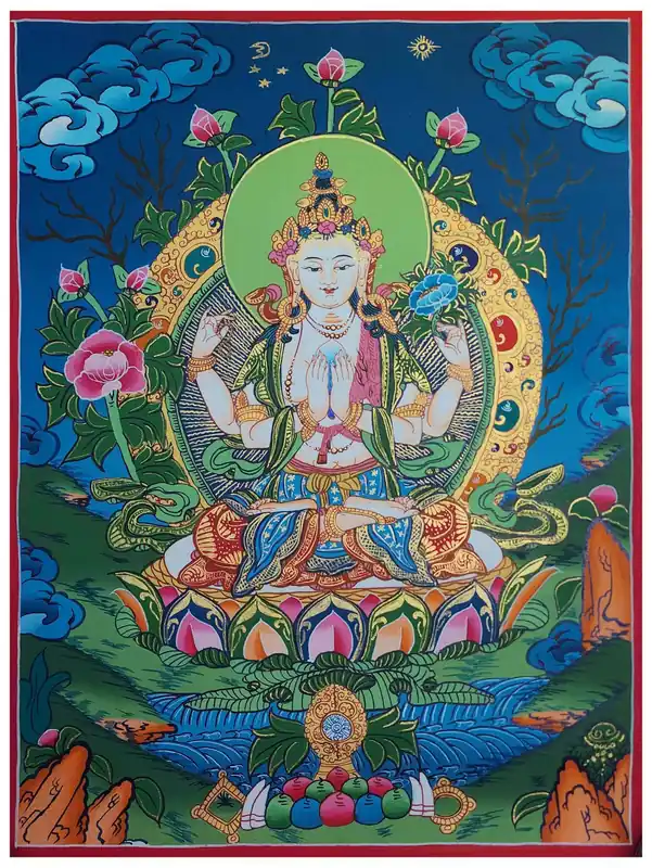 Peinture tibétaine de Chenrezig