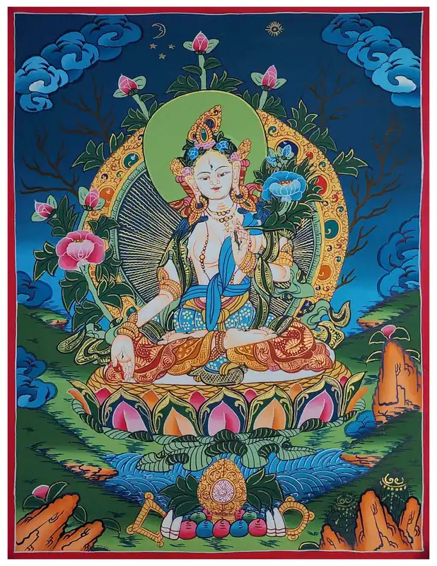 Peinture traditionnelle de la Déesse Blanche Tara