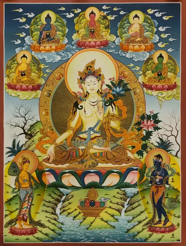 Blanche Tara avec l’art des Pancha Bouddha