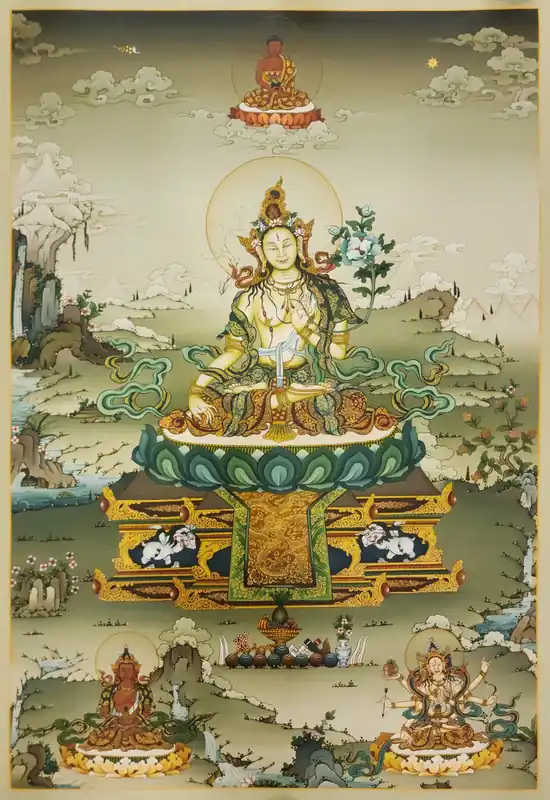 Art de la Tara Blanche avec le Bouddha Amitabha