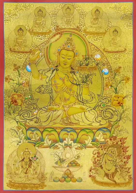 Manjushri avec Vajrapani Thangka tibétain