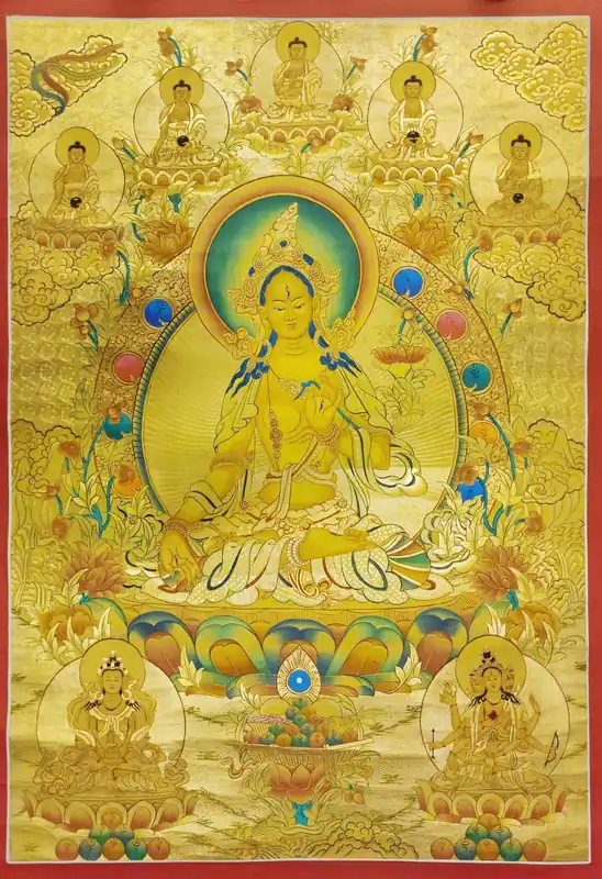 White Tara with Pancha Buddha Thangka