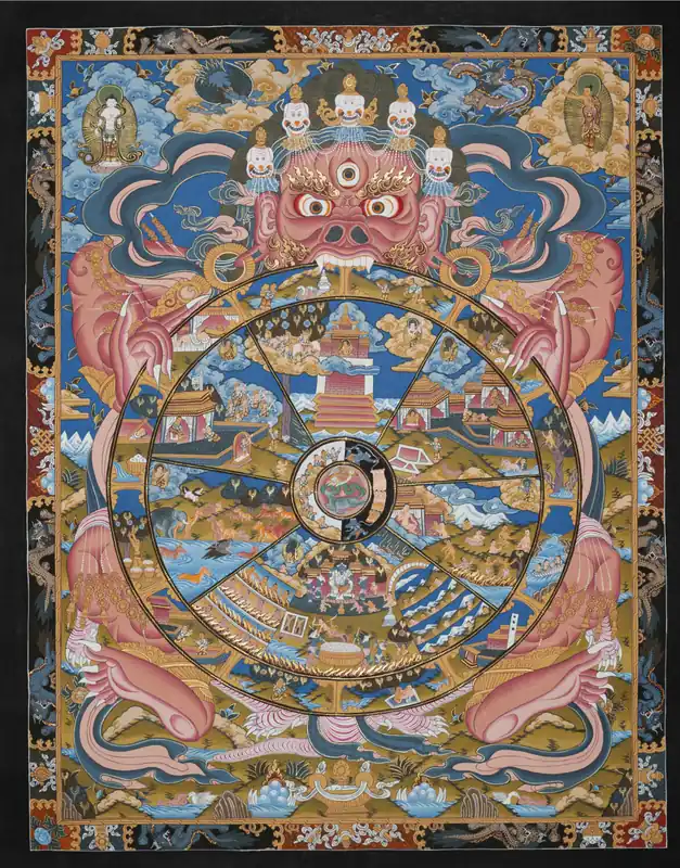 Impression de Thangka de la Roue de la Vie