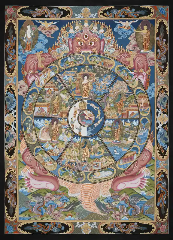 Impression de Thangka de la Roue de l’Existence.