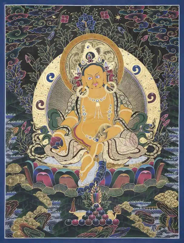 Impression de Thangka de Jambhala Jaune