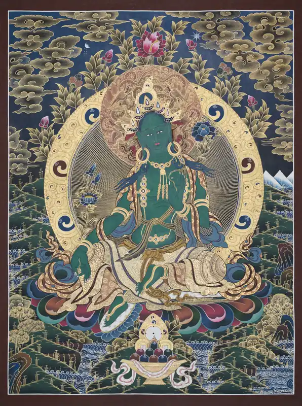 Peinture traditionnelle de Thangka de Tara Verte
