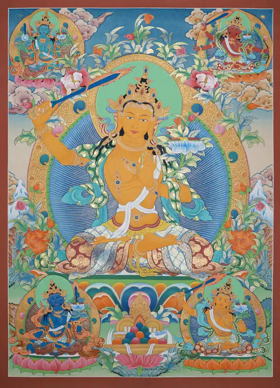 Impression de Thangka de Pancha Manjushri