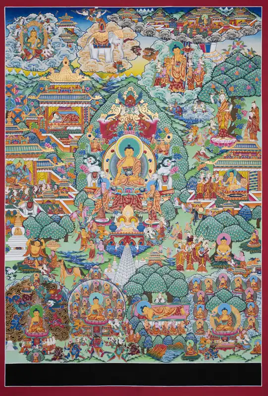 Vie du Bouddha – Peinture tibétaine Thangka