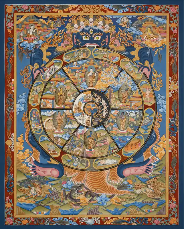 Roue de la vie – Peinture traditionnelle Thangka