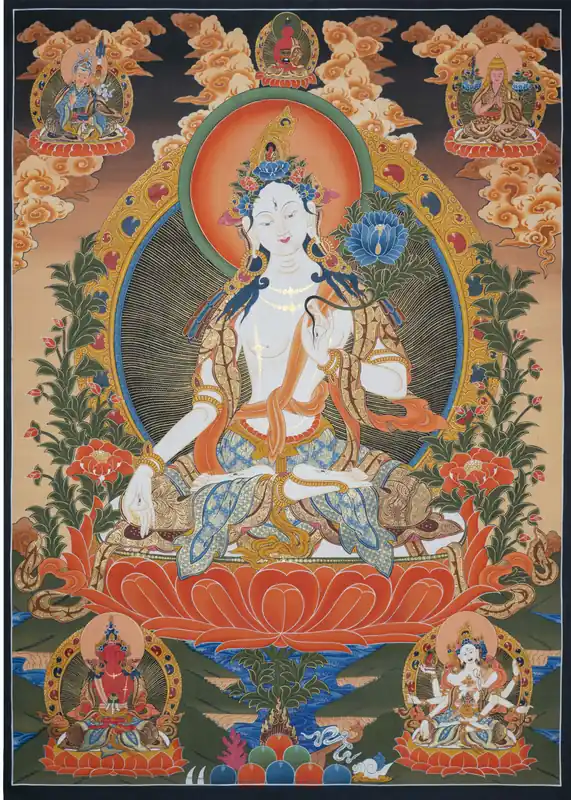 Impression de Thangka rituel de Tara Blanche
