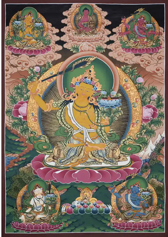 Peinture rituelle de Thangka de Manjushri