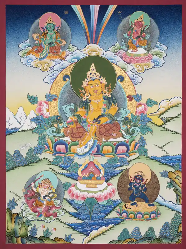 Impression de Thangka de Jambhala jaune