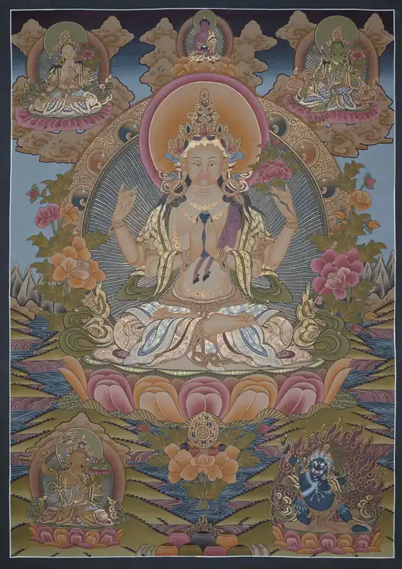 Impression de l’art du Thangka de Chenrezig