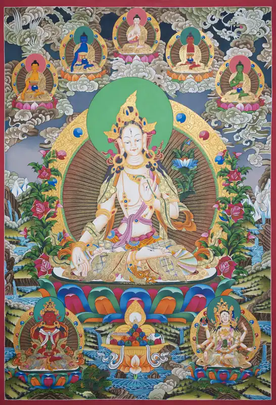 Peinture Thangka de Manjushri faite à la main