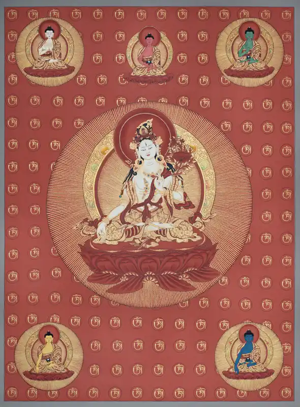 Peinture Thangka de la Tara Blanche Rituel