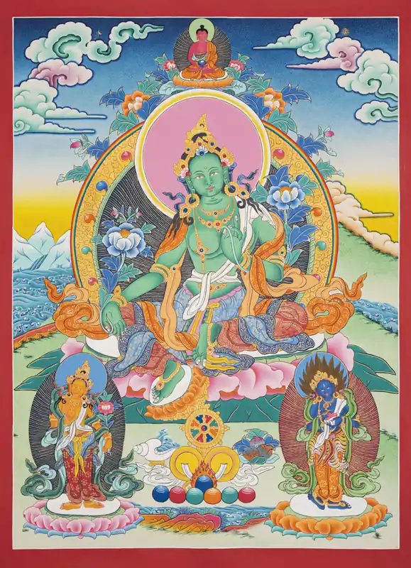 Impression de Thangka tibétain de Syama Tara