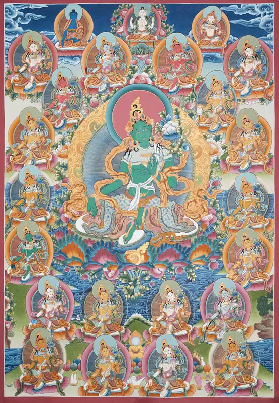 Impression d’un Thangka tibétain des 21 Taras