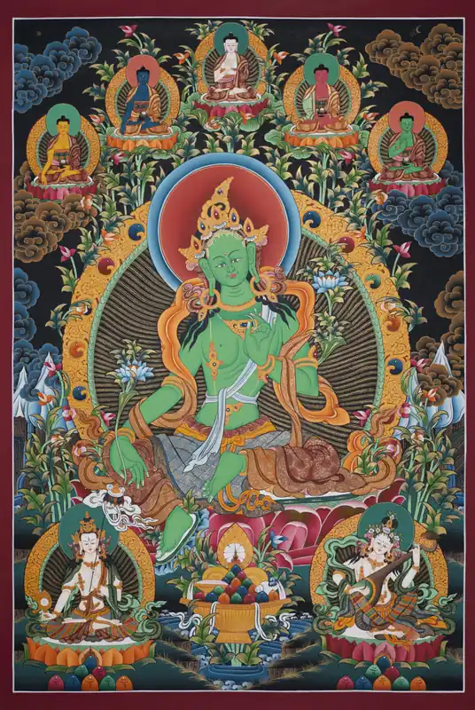 Impression de Thangka traditionnelle de Syama Tara