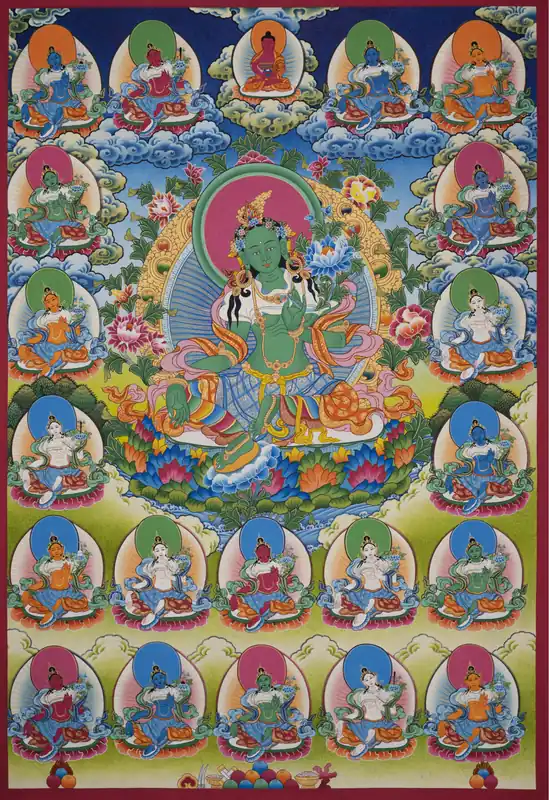 Impression de Thangka rituel des 21 Taras