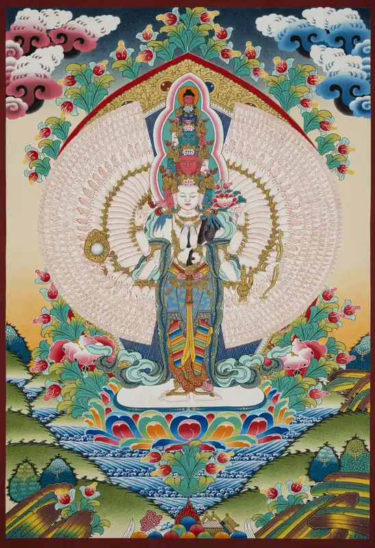 Impression de Thangka traditionnel d’Avalokiteshvara